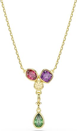 Swarovski Imber Y Pendant Mixed Cuts, Multicolored, 18K Gold Finish
