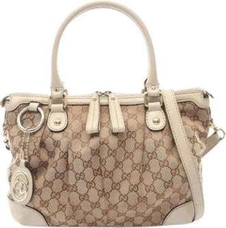 Gucci Pre-owned Handbags, female, Beige, Size: ONE SIZE Pre-owned Vintage Canvas Handbag