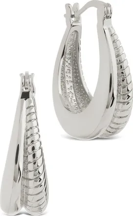 Sterling Forever Athena Rib Hoop Earrings in Silver at Nordstrom Rack