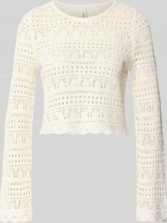 Only Cropped Strickpullover aus Baumwoll-Mix Modell ELKE in Ecru, Gr&ouml;&szlig;e XL