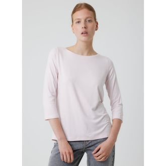 Majestic Filatures Soft Touch 3/4 Sleeve Pleated Back Crewneck Top in Petale at Nordstrom, Size 2