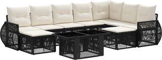 vidaXL Conjunto De Sof&aacute;s De Jard&iacute;n 10 Uds. Negro Y Blanco Crema Vidaxl