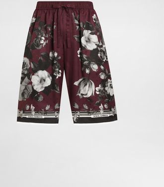 Dolce & Gabbana Peony Ramage-print Vanity Twill Trousers - Man Pants And Shorts Multicolor 44