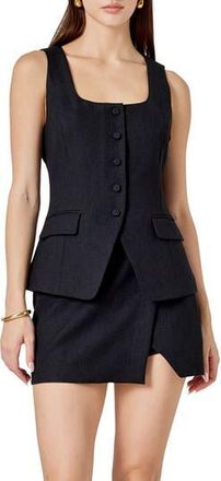 endless rose Tweed Button Vest in Black at Nordstrom Rack, Size X-Small