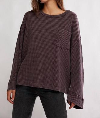 Free People Dawson Pocket Thermal Top In Chocolate Grape