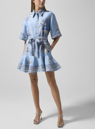 Alemais Womens Villa Romantica 100% linen shirt mini-dress