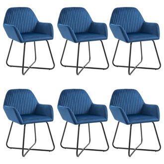 vidaXL Sedie Da Pranzo 6 Pz Blu In Velluto Vidaxl