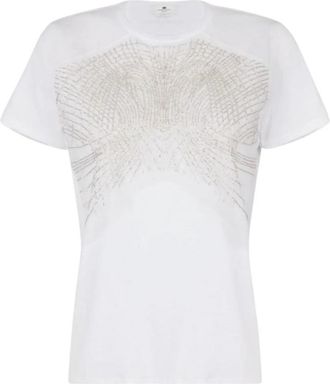 Elisabetta Franchi T-shirt met versiering - Dames - T-shirts - Wit - M - Katoen - Tops