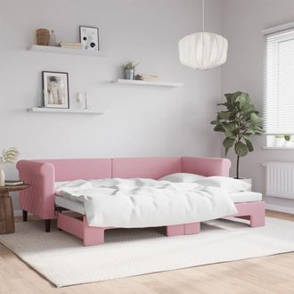 vidaXL Sof&aacute; Cama Nido Terciopelo Rosa 80x200 Cm Vidaxl