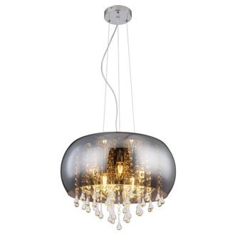 Netlighting Kalla 44cm Pendant Ceiling Light Chrome Glass Shade 5x E14 in Grey
