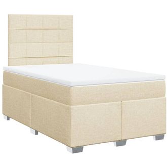 vidaXL Cama Box Spring Con Colch&oacute;n Tela Color Crema 120x190 Cm Vidaxl