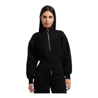 Patrizia Pepe Felpa Scuba con Zip - - Sweatshirts & Hoodies - Donna - Nero - S