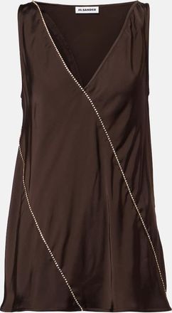 Jil Sander Top in raso con cristalli