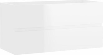 vidaXL Mueble de lavabo madera ingeniería blanco brillo 90x38,5x45 cm Vidaxl