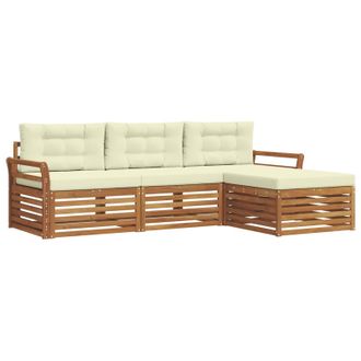 vidaXL Conjunto De Sof&aacute;s De Exterior Con Coj&iacute;n Natural Y Crema Vidaxl