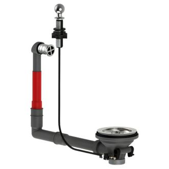 Lira Desag&uuml;e Autom&aacute;tico De Fregadero Con Mando, Cromado, Rebosadero Redondo Y Pulsador