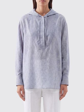 Brunello Cucinelli Striped Hooded Shirt in Linen and Silk
