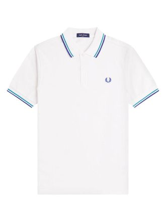 Fred Perry Embroidered Laurel Crest Cotton Polo Shirt - White