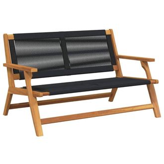 Berkfield Home Garden Bench Black 76x122x73 cm Solid Wood Acacia | Size: 76 x 122 x 73 cm
