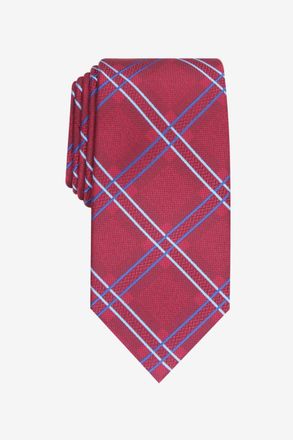 Perry Ellis Mens Denner Classic Plaid Tie Red Size Regular