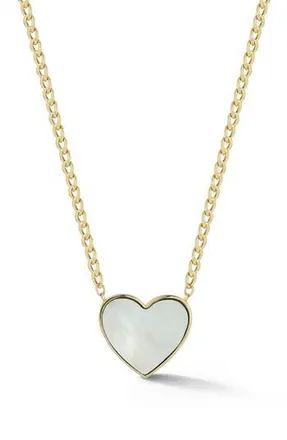Ember Fine Jewelry 14k Gold Mother of Pearl Heart Necklace at Nordstrom Rack, Size 16