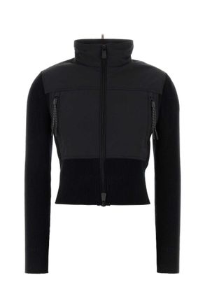 Moncler Black Textured Mock Collar Sweater