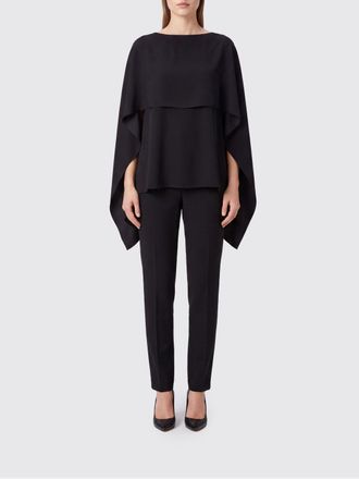 Alberta Ferretti Long Asymmetric Satin Cape with Short Sleeves