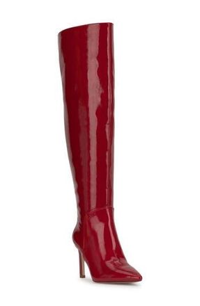 Jessica Simpson Earon Pointed Toe Over the Knee Boot in Red Muse Patent at Nordstrom Rack, Size 6.5