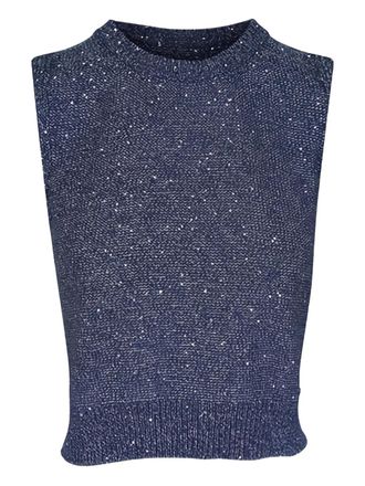 Akris sequin-embellished top - Blauw