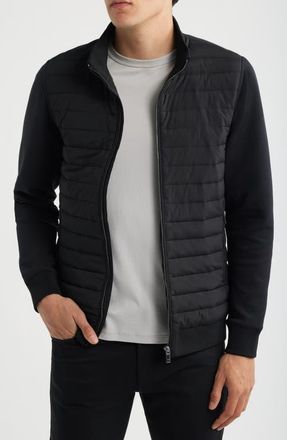 Reiss Freddie Mixed Media Jacket in Black at Nordstrom, Size Xx-Large