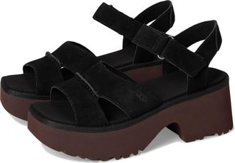 UGG Womens New Heights Ankle Strap Sandal, Black, 8 UK