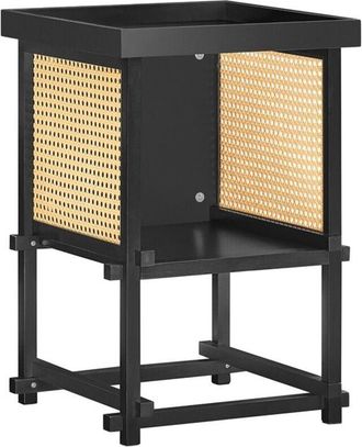 SoBuy SoBuy HFBT03-SCH Side Table Design, Square Coffee Table, Sofa End Table, Nightstand with Open Compartment, Bamboo Frame, Black and Yellow