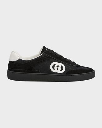 Gucci Men & apos;s G75 Canvas and Suede T-Toe Low-Top Sneakers