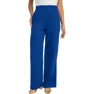 Jessica London Soft Ease Wide Leg Pant in Dark Sapphire at Nordstrom, Size Medium