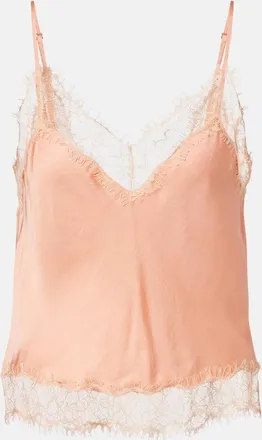 Poupette St Barth Top Zely in satin con pizzo