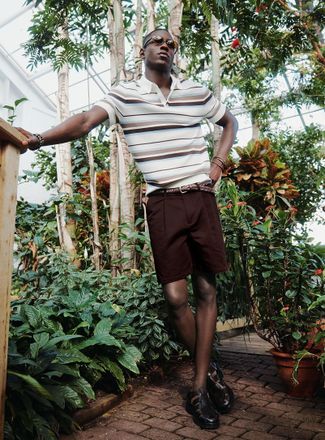 Le 31 Mens Pleated cotton-linen short Inseam: 7