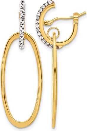 Diamond2Deal 14K Yellow Gold Crystal Oval Shape Hoop Earrings