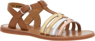 Pom dApi Girls Brown Open Toe Sandals With Band Details Leather