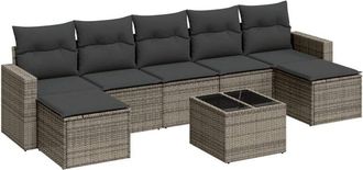 vidaXL Vidaxl - Set De Sof&aacute;s De Jard&iacute;n 8 Pzas Y Cojines Rat&aacute;n Sint&eacute;tico Gris