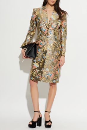 Etro Coat With Sewn-in Shoulder Pads, Womens, Gold