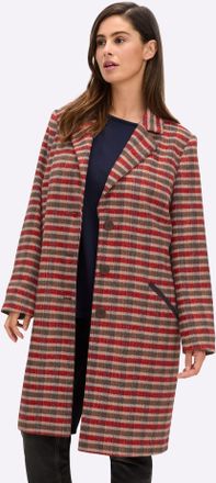 Sheego Kurzmantel SHEEGO, Damen, Gr. 40, sand, kirsche, gemustert, 90% Polyester, 10% Wolle, kariert, M&auml;ntel Kurzmantel