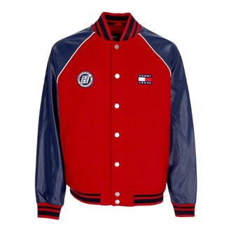 Tommy Hilfiger Rode wollen blend college varsity jack - Heren - Bomber jackets - Veelkleurig - S - Wol - Jassen