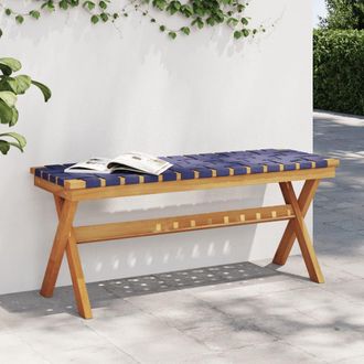 vidaXL Vidaxl - Banco De Jard&iacute;n Madera Maciza De Acacia Y Tela Azul Oscuro