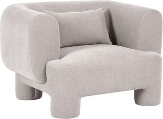 Beliani Armchair Dark Beige Fabric Upholstery Plush Texture Cylindrical Legs Organic Style HOGBO