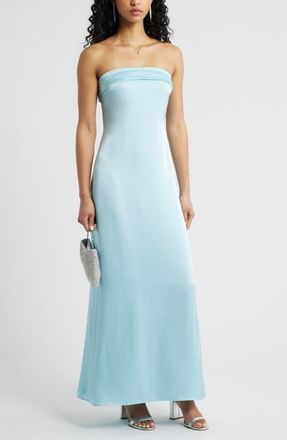 BP. Strapless Satin Gown in Blue Aqua at Nordstrom, Size X-Small