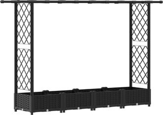 vidaXL Cama Elevada Con Trellis Y Techo Negro 203 X 40 X 121 Cm Pp Vidaxl