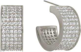 Dean Davidson Petit Pav&eacute; Thick Huggie Hoop Earrings in Silver/Topaz at Nordstrom