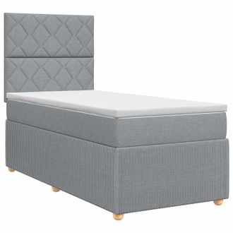 vidaXL Cama Box Spring Con Colch&oacute;n Gris Claro Individual Tela Vidaxl