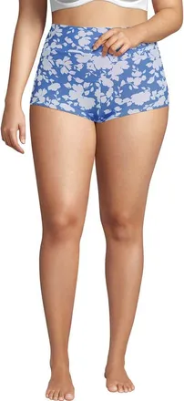 Lands End Tugless High Waisted Swim Boy Shorts in Lake Blue Blossom Floral at Nordstrom, Size 18W