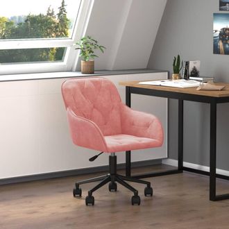 vidaXL Silla De Oficina Giratoria De Terciopelo Rosa Vidaxl